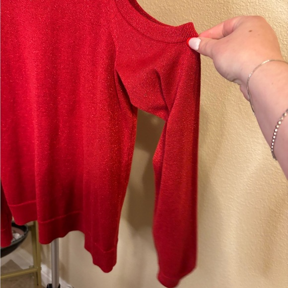 Michael Michael Kors Red Cold Shoulder Knit Sweater Size M - Picture 2 of 4